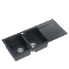 QUADRON EVAN 121 GraniteQ zlewozmywak z syfonem Push To Open 2-komorowy z/o (1160x500x210; kom. 420x340) black diamond / elementy stalowe HQE11650U8BSP2O